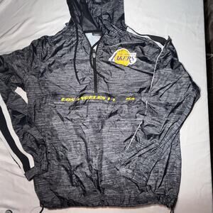 NBA Los Angeles Lakers Hooded Windbreaker Jacket Mens Small Gray Athletic